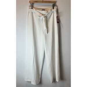 Vince Camuto Womens White Wide Leg Pants NWT High Rise Tie Waist Office Dressy 8